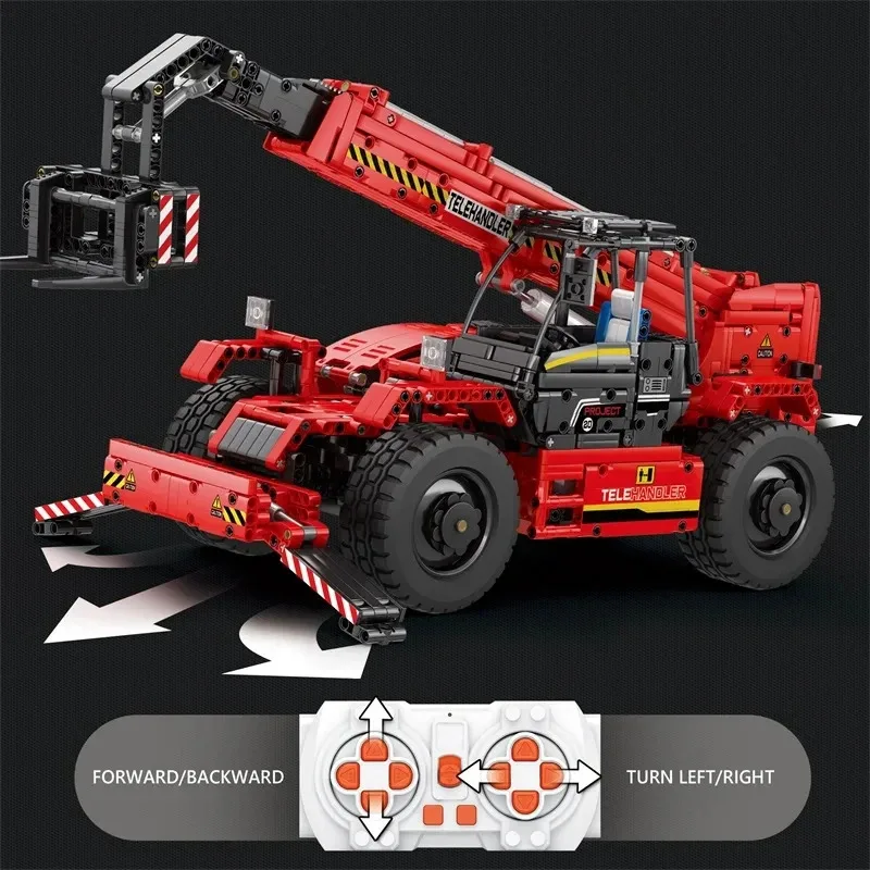 2096PCS Telescopic Forklift Building Blocks City Engineering Vehicle Remote Control Car Model Bricks Kids DIY Toy Birthday Gifts