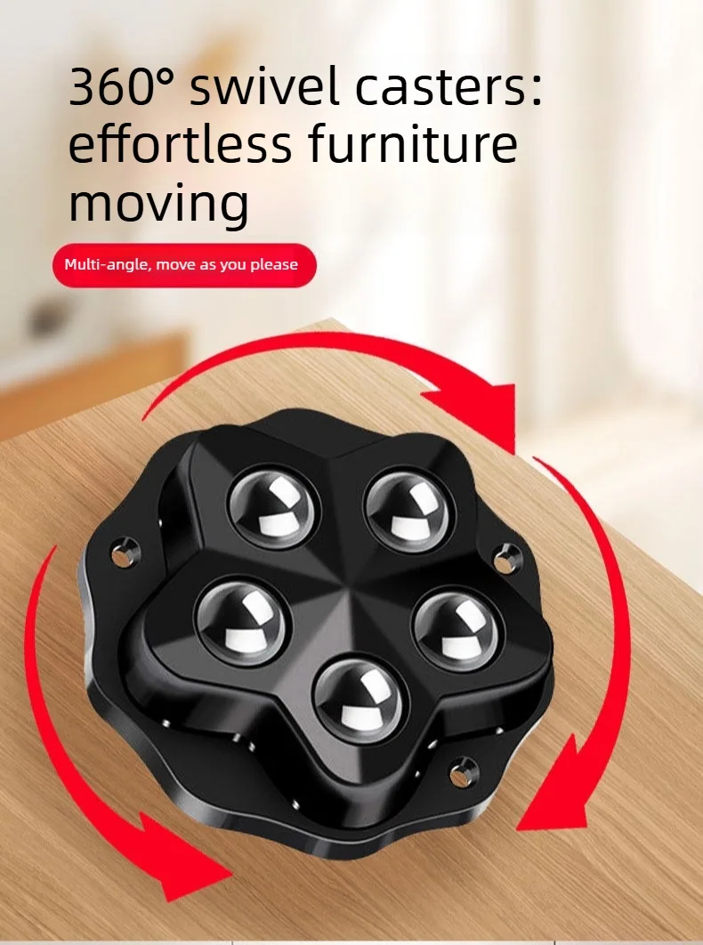 Set aus 4 selbstklebenden Rollen mit hoher Tragfähigkeit, mit 5 Rädern und universeller 360°-Drehung ° Lenkrollen für einfache Möbelverstellung – Detail 3