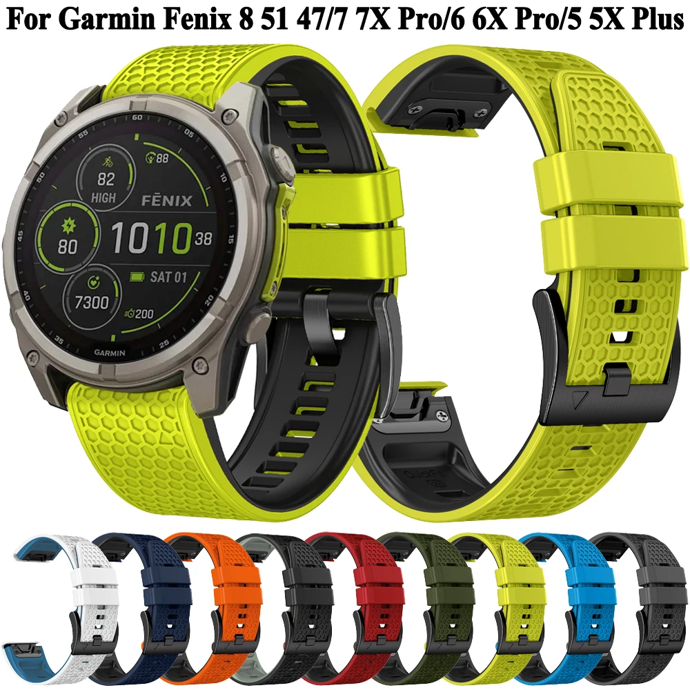 22/26mm 스포츠 실리콘 시계줄 (가민 Fenix 8 E 7 7X 6X 6 Pro 5 5X Plus/Tactix 8/Descent G2 G1/Enduro 2 3 QuickFit 호환)