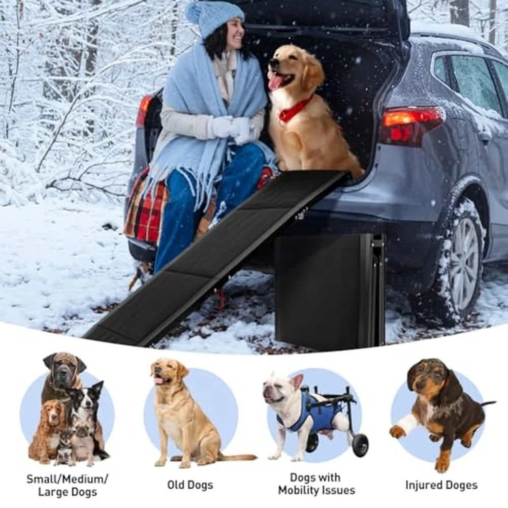 71''x 20'' Dog Ramp for Car Foliding Dog Ramp with Non Slip Rug Surface Extra Wide Long Pet Stairs Supports Up to 300