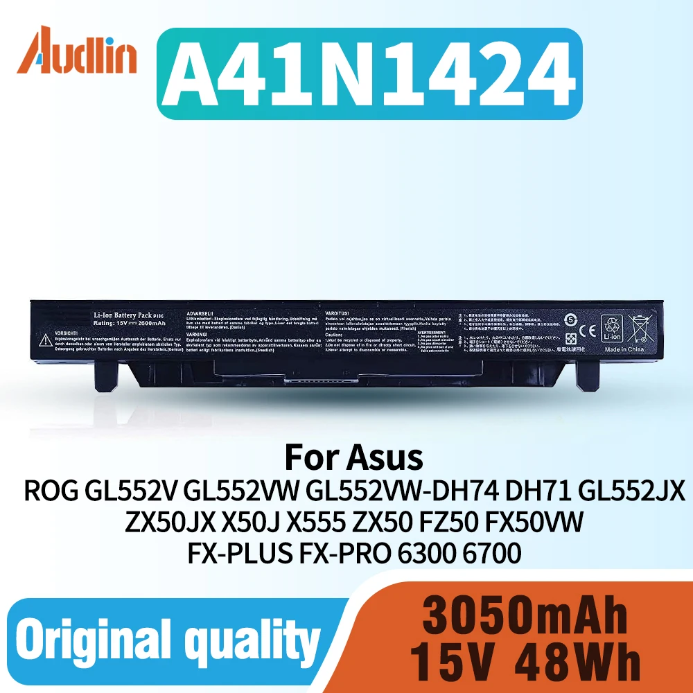 

A41N1424 Battery for Asus ROG GL552V GL552VW GL552VW-DH74 DH71 GL552JX GL552J GL552;ZX50JX X50J X555 ZX50 FZ50 FX50VW;FX-PLUS