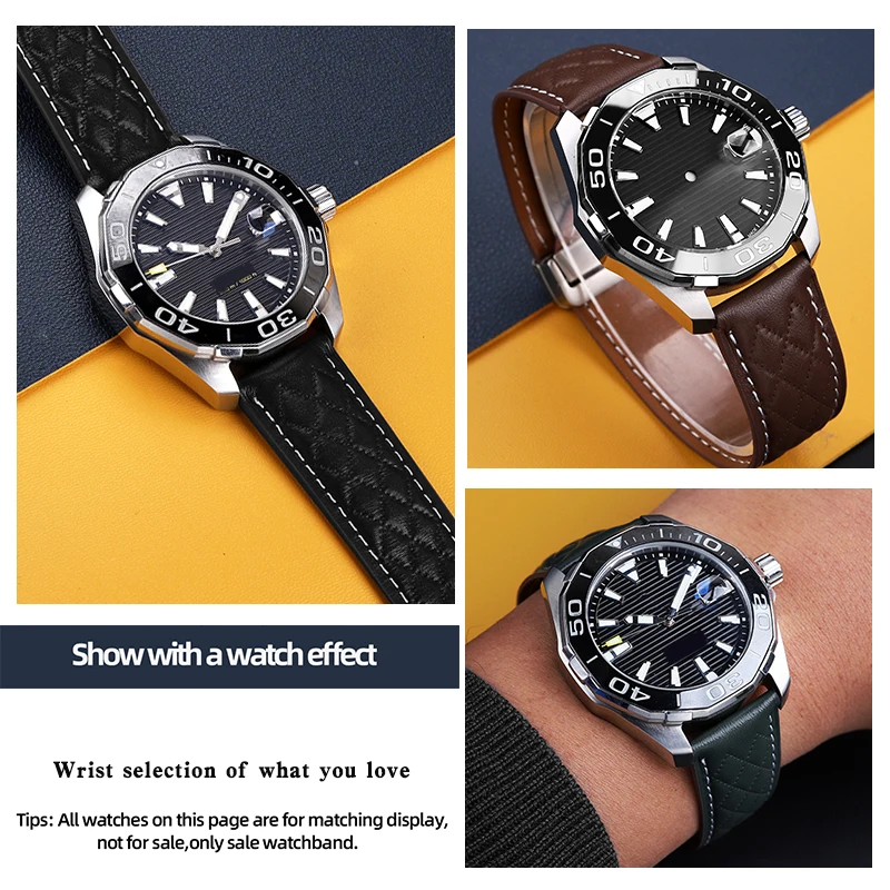 Correa de reloj de cuero genuino Universal para hombre, pulsera de cuero de vaca con hebilla magnética plegable para Heuer F1 Carrera, 20MM, 22MM