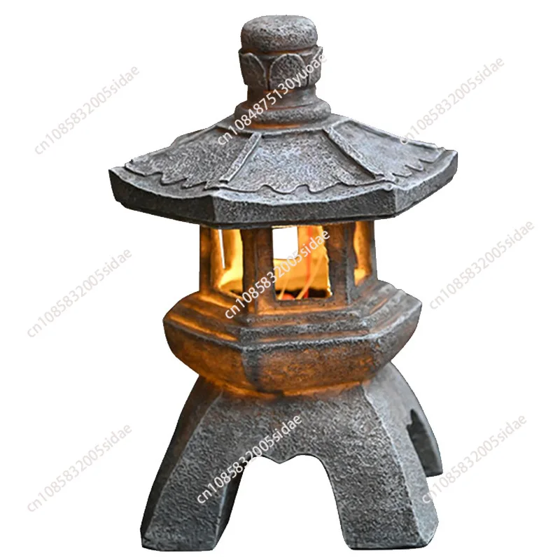 Solar Energy Stone Pagoda Palace Lamp Decoration Outdoor Waterproof Creative Resin Crafts