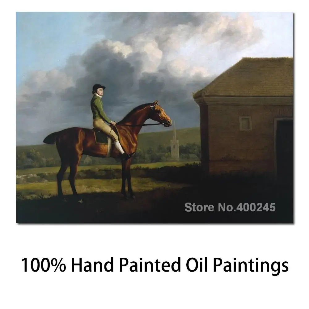 Landscapes Painting Oil on Canvas by George Stubbs Otho with John Larkin up Horses Arts for Living Room Decor Handmade