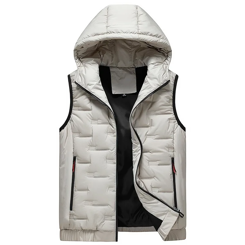 Warm Cotton-padded Jacket for Men Autumn and Winter Winter Clothing Cotton-padded Jacket with Fleece and Thickened Hooded Vest
