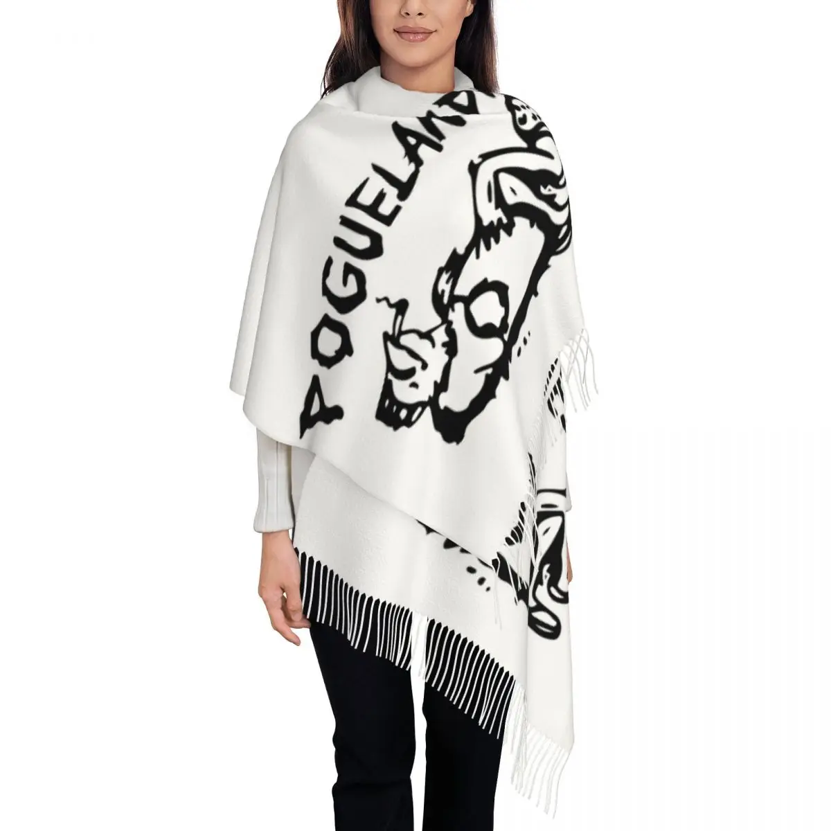 

Custom Poguelandia Flag Scarf Wrap Women Long Winter Fall Warm Tassel Shawl Unisex OBX Outer Banks Scarves