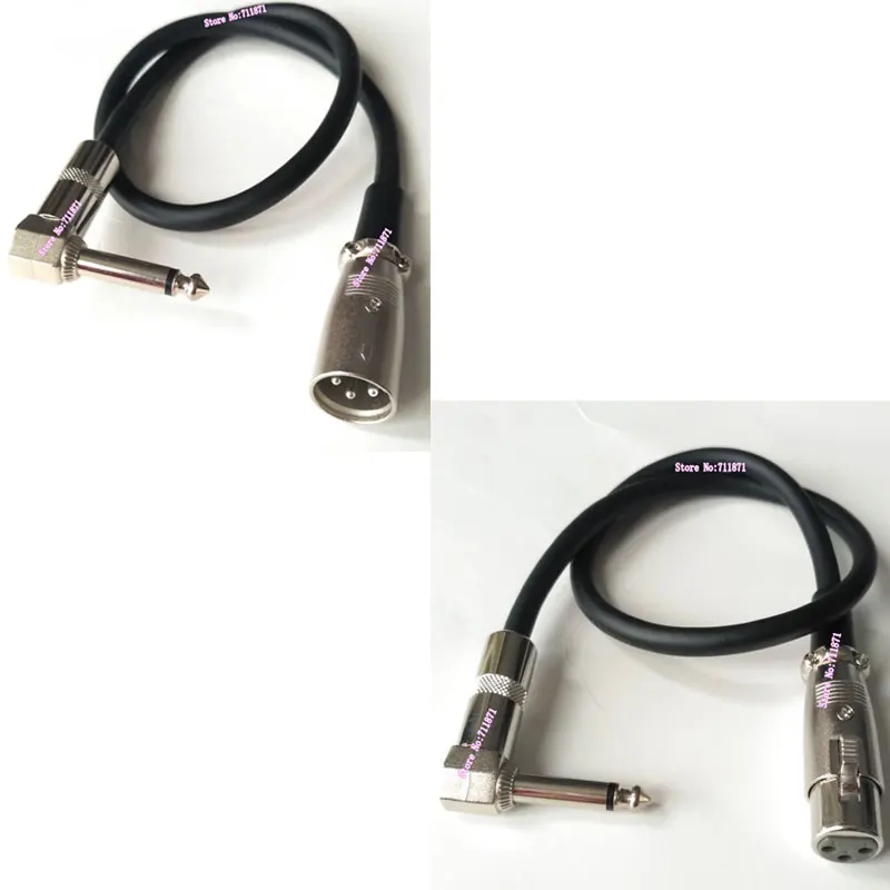 Right Angle Elbow Mono 6.35 TS Male XLR Female Audio Cable Cord 90 Degree TS 6.35 Mono Male CONNON Male Audio Line Wire XLR 6.35