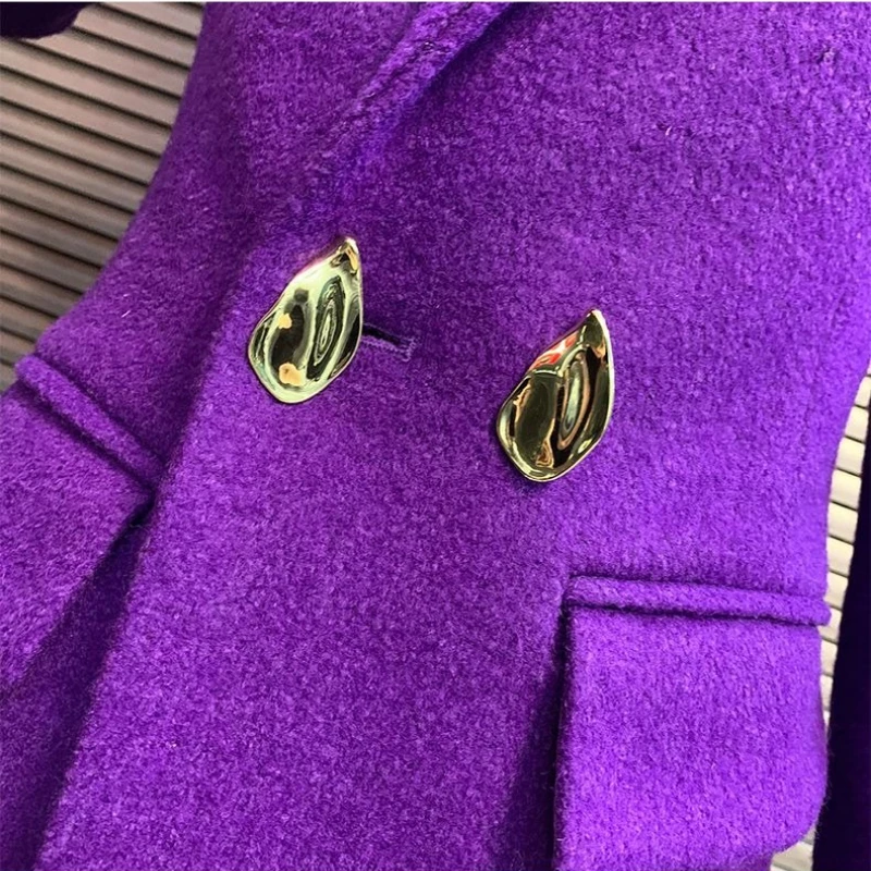 Luxury High-quality Wool Coat Women's Slim Long Trench Coat Button Long Sleeves Windbreaker Vintage Autumn Winter Jacket Trendy