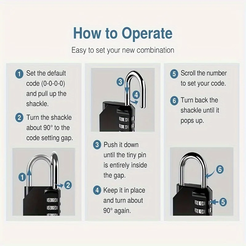 1pc/2pcs Combination Padlocks Lock Resettable 4-digit Padlock With Combination, Combo Lock For Toolbox School Employee Locker