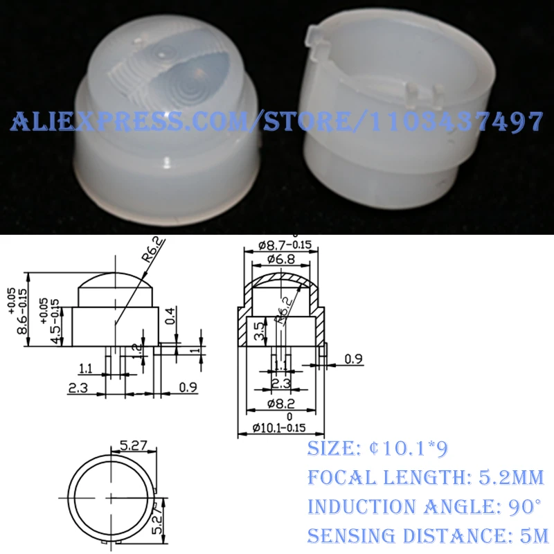 

Fresnel lens Infrared induction 60 ° induction angle 5M distance PIR lens high sensitivity Infrared sensing of human body