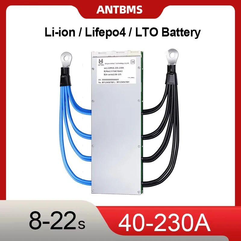 ANT BMS 8-22S 24-72V Smart BMS with BT UART App Control for Lifepo4/Li-ion/LTO Free Software 40A 80A 110A 130A 170A 220A 340A