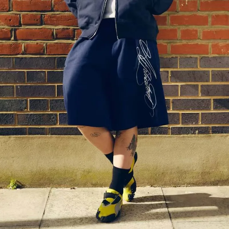 

Y2k Ретро High Street вышитые большие шорты для мужчин и женщин дышащие модные повседневные свободные шорты для бега в стиле хип-хоп