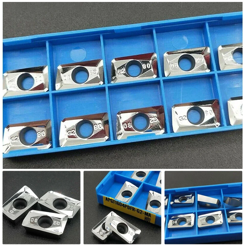 10 PCS Industrial Carbide Tips Inserts Blade 10 Pcs APGT1604PDFR-G2-MA H01 Cutter High Grip Strength Practical Silver