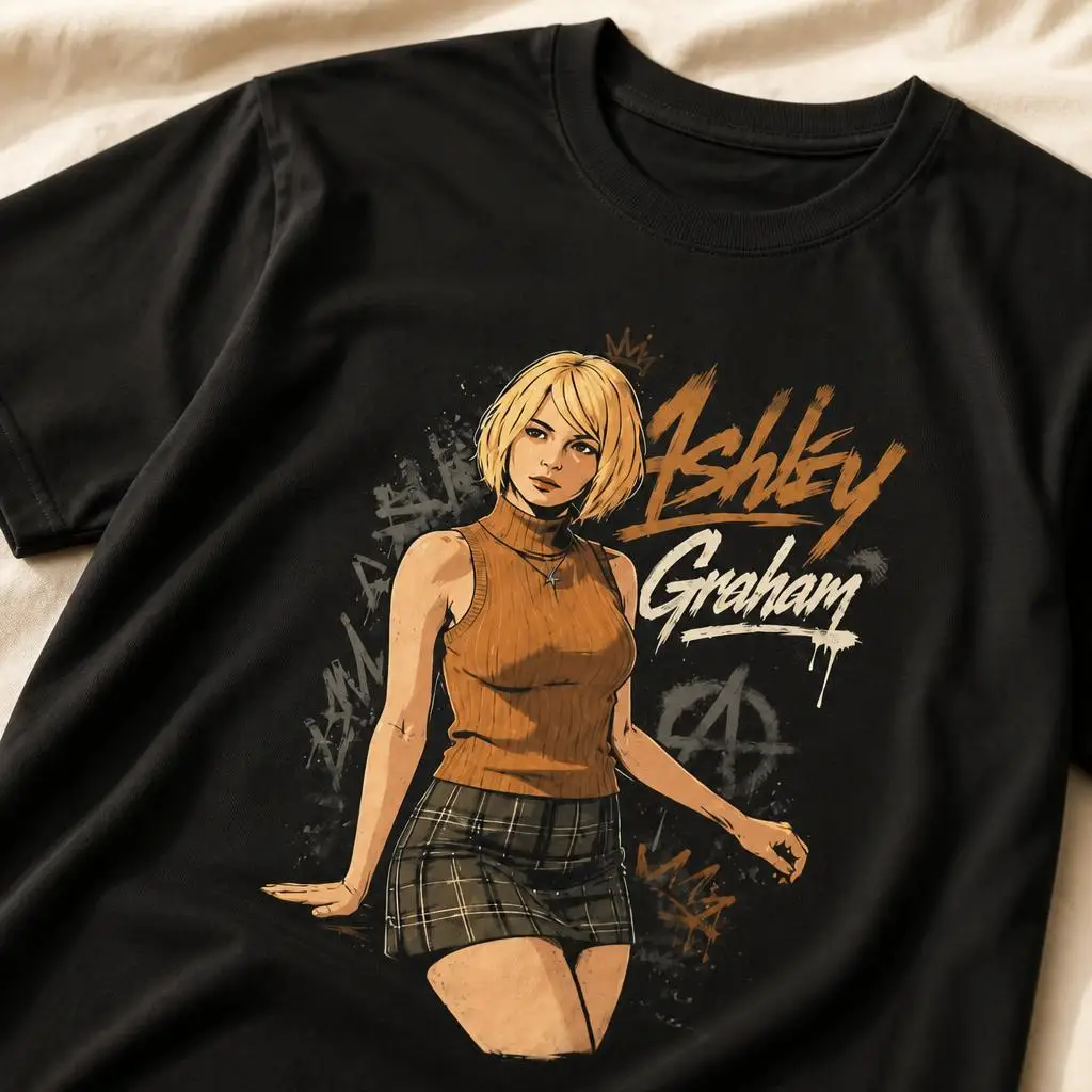 Ashley Graham Residents Evils T-Shirts, lässige T-Shirts, kurzärmeliges T-Shirt mit rundem Kragen, reine Baumwolle – Detail 5