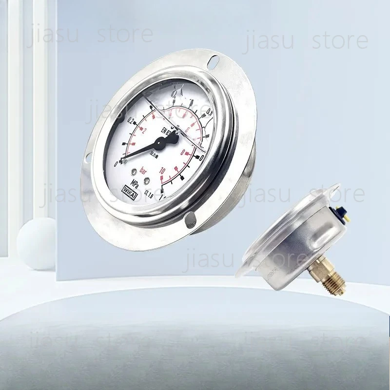 

WIKA German Pressure Gauge 213.53.063 Axial Edge EN837-1 Stainless Steel Shockproof Barometer