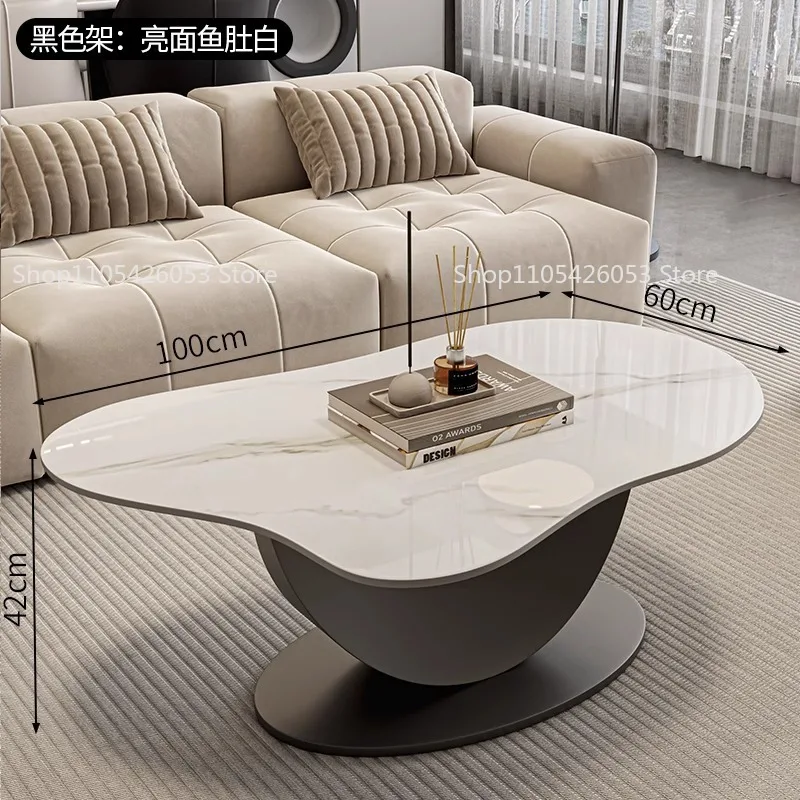 Minimalist living room household modern simple rock slab coffee table light luxury high sense irregular coffee table small table image 4