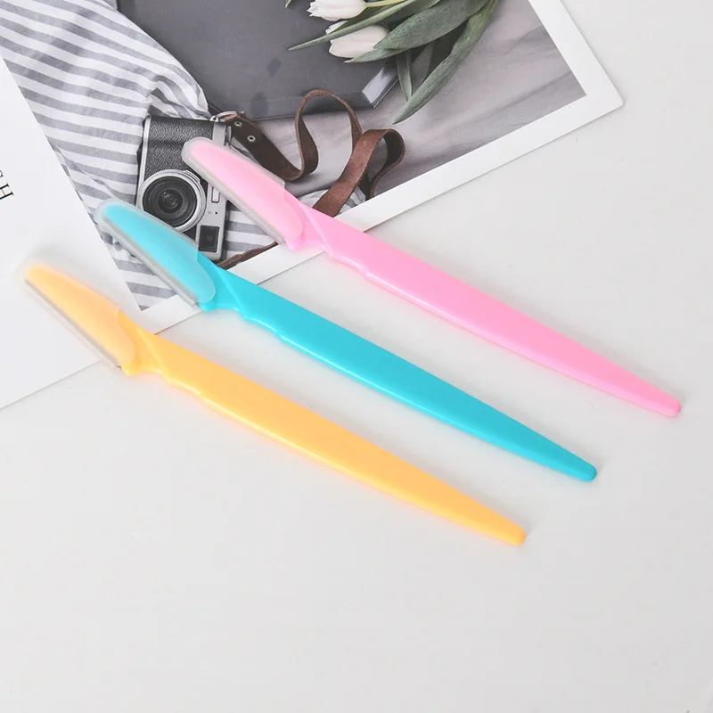 3/4/10 pçs sobrancelha trimmer lâmina barbeador portátil rosto navalha olho sobrancelha depilação cortadores de remoção de pêlos navalha de segurança mulher maquiagem