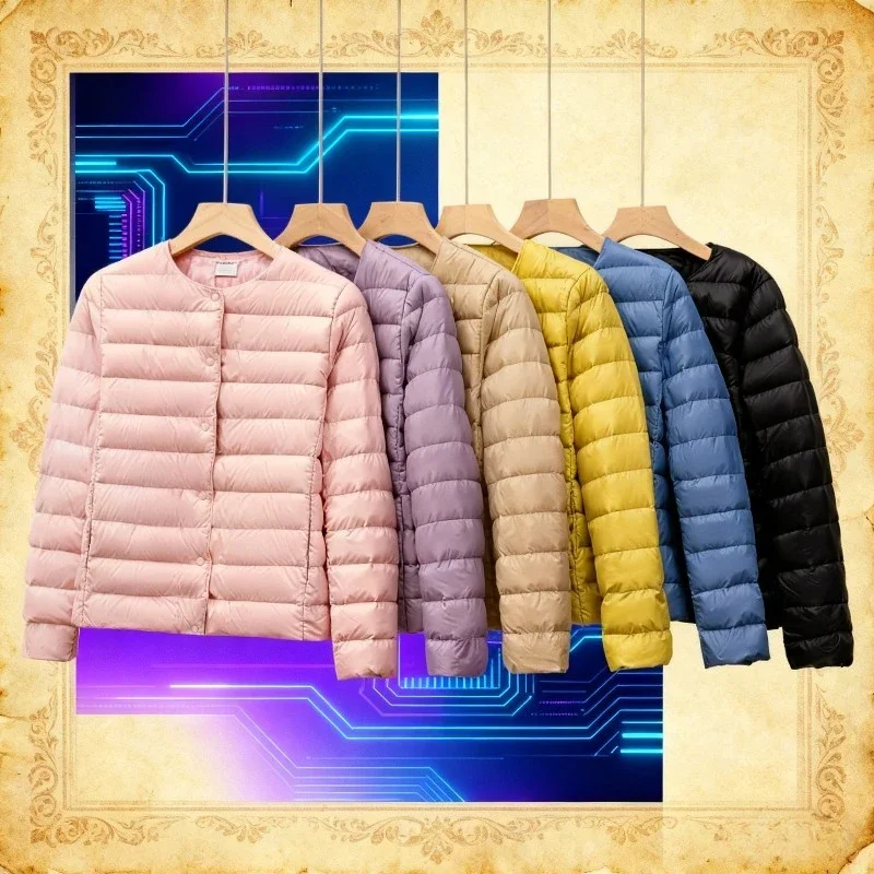 Neue Frühling Winter Frauen Liner Warme Daunen Jacken Ultraleicht Kragen Tragbare Weibliche Gepolsterte Parkas Oansatz Puffer Mantel