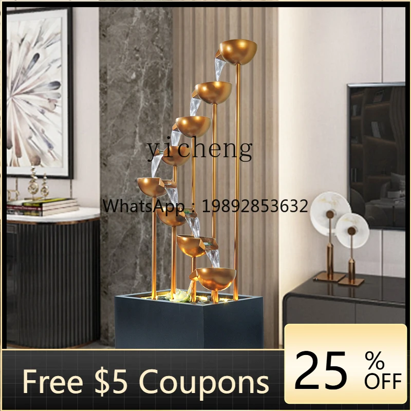 L2-4   large floor-to-ceiling running water fountain circulating water light luxury entrance modern simple interior decoration