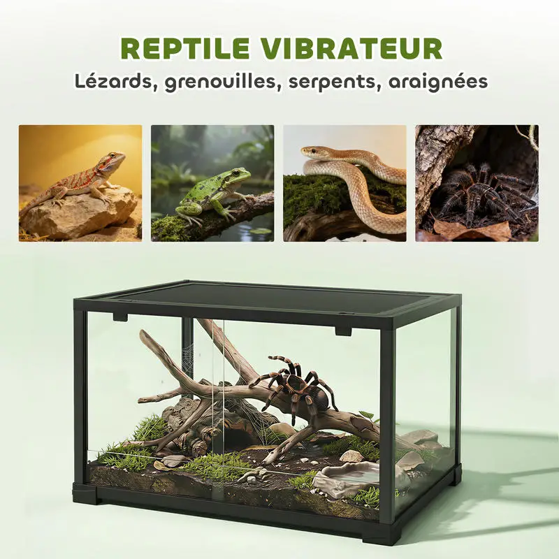 Terrarium en verre pour enclos de reptiles pour hamster 86 L ventilation super porte coulissante 50.8x30.5x35.6cm noir