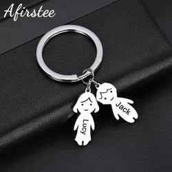 Personalized Boy Girl Pendant Engrave Name Keychain For Women Stainless Steel Nameplate Date DIY Key Chain Family Jewelry Gift