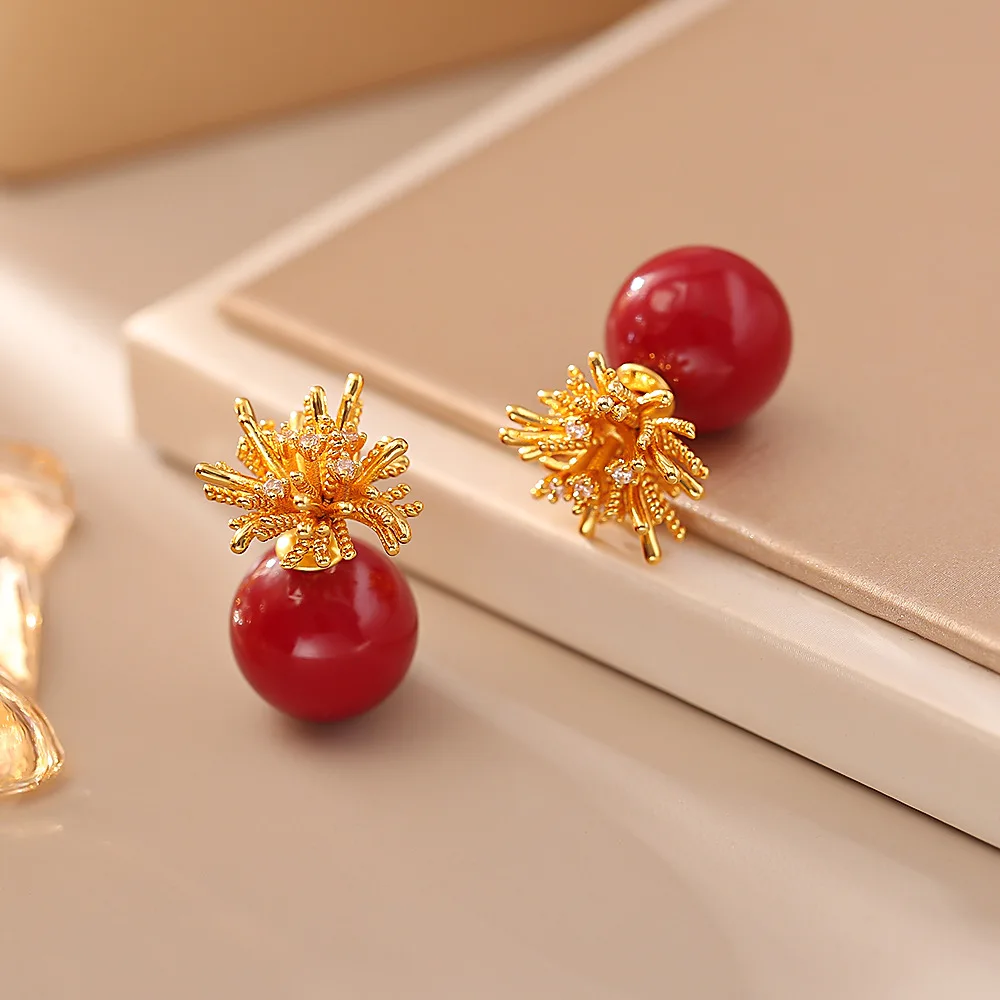 Fashionable, exquisite, personalized, high-end, temperament earrings, fresh and sweet dandelion, niche light luxury earrings