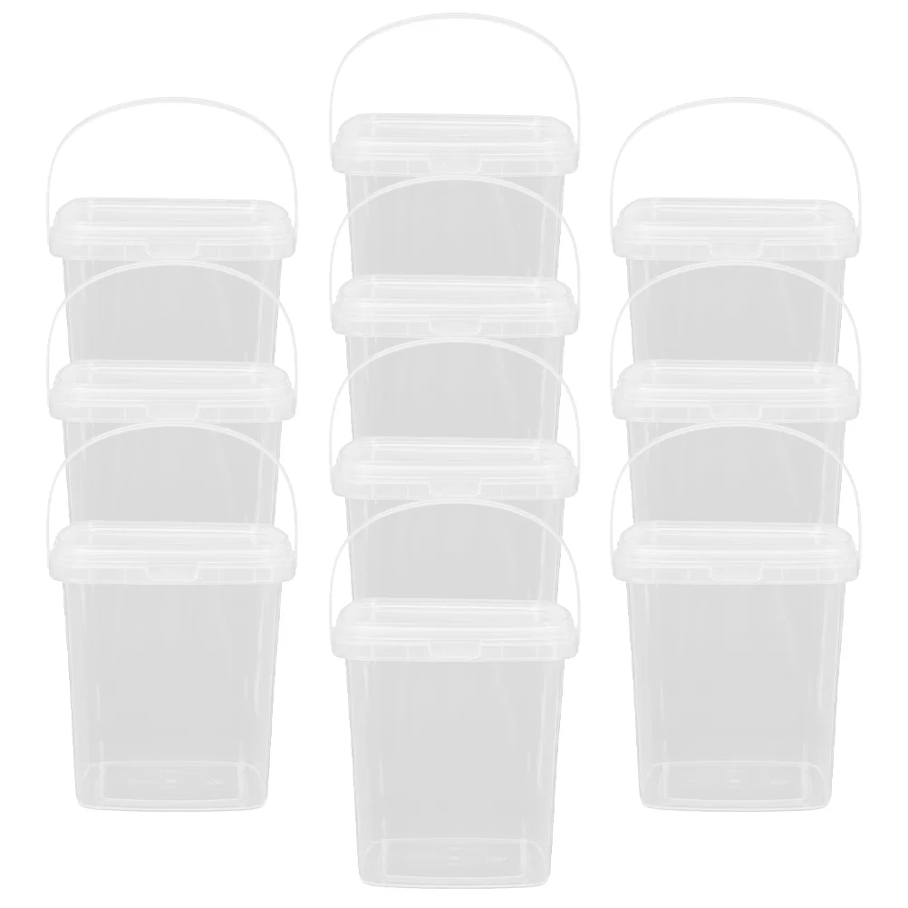 

10 Pcs Small Ice Cream Bucket with Lid Square Container Reusable Containers Cube