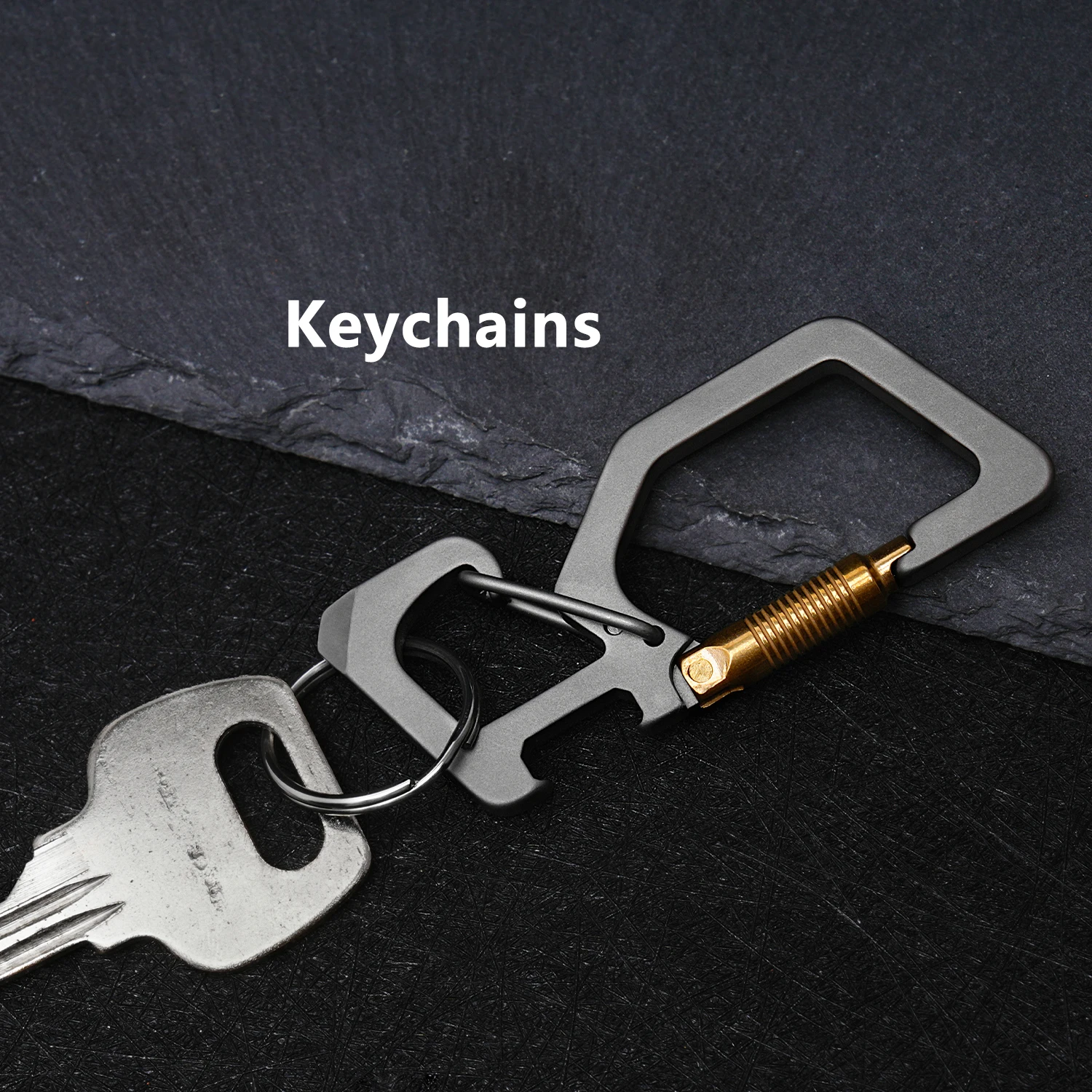 Titanium Alloy Keychain Outdoor Multifunctional Mountaineering Buckle Double ended Hanging Buckle With Bottle Opener Pocket EDC