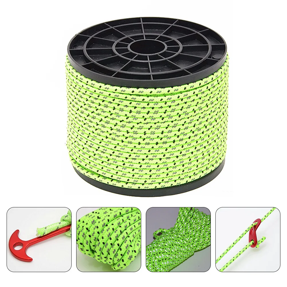 

Rope Wind Tent Guy Ropes for Camping Green Nylon Thicked Reflective Pulley Cord