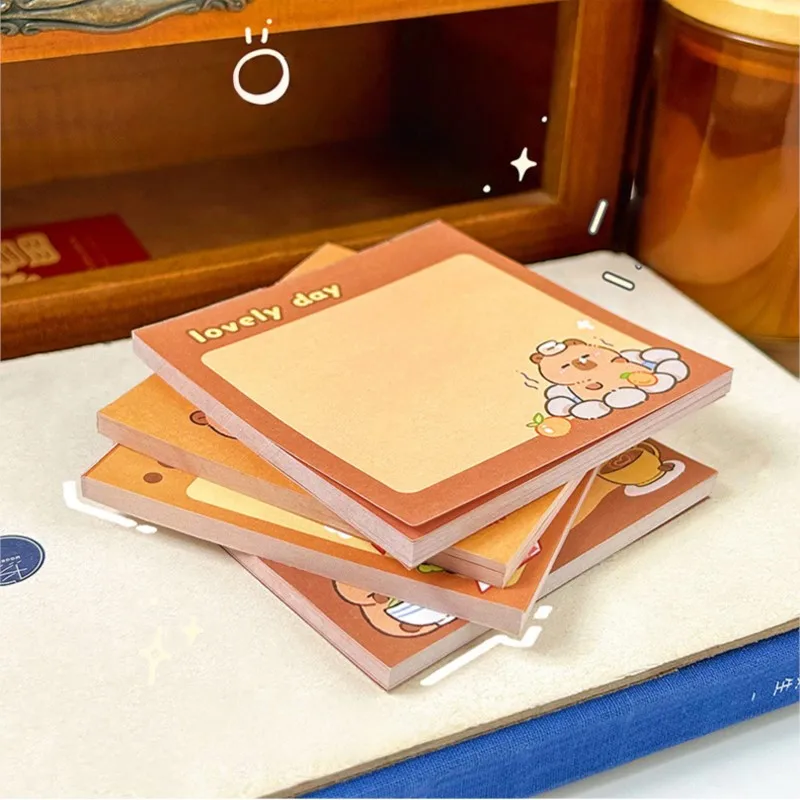 50 Sheets Cute Cartoon Capybara Memo Pad Stickers School Supplies Creative Hand Account Office Non-Sticky Message Paper Toy Gift