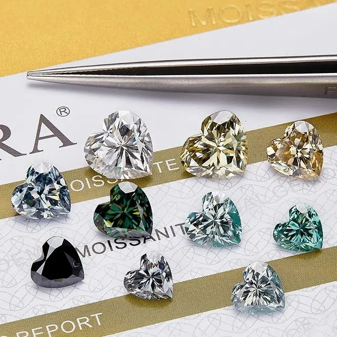 

Moissanite Heart Shape VVS1 Beads for Charms DIY Jewelry Making Rings Pendant Materials with Certificate