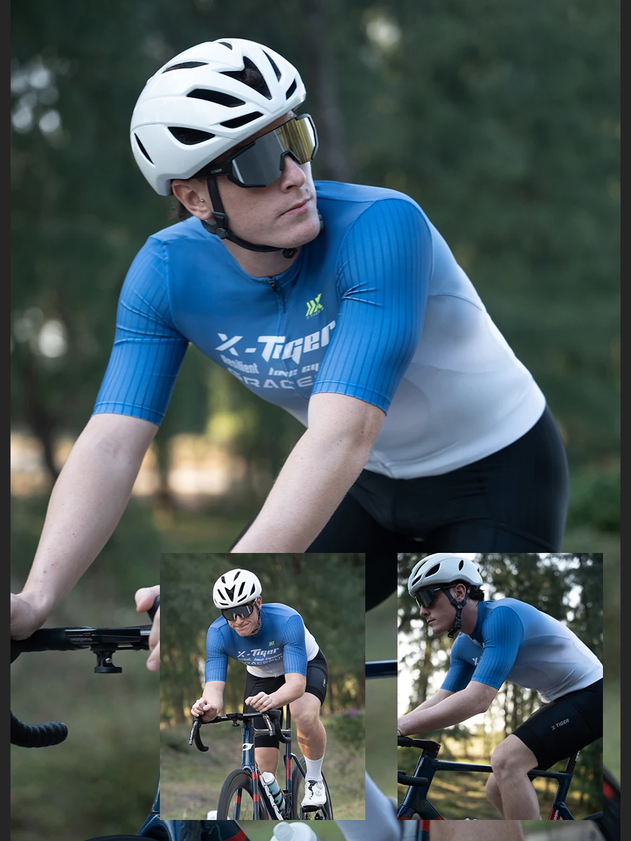 

Мужской велосипедный костюм X-TIGER, летний дышащий комплект с короткими рукавами, профессиональный комплект для велоспорта с защитой от ультрафиолета SPF 50+, мужская одежда для горного и шоссейного велоспорта