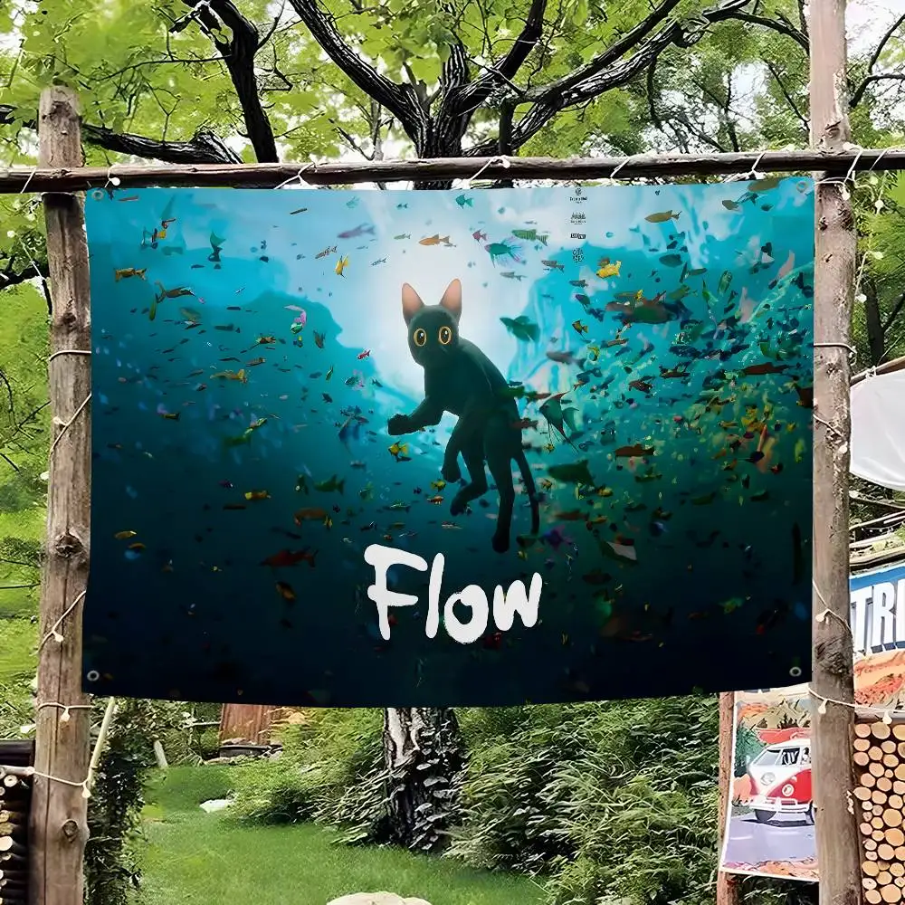 Movie F-Flow Cat Small Size Cheerleading Banner Hand Pulled Flag Outdoor Atmosphere Flags