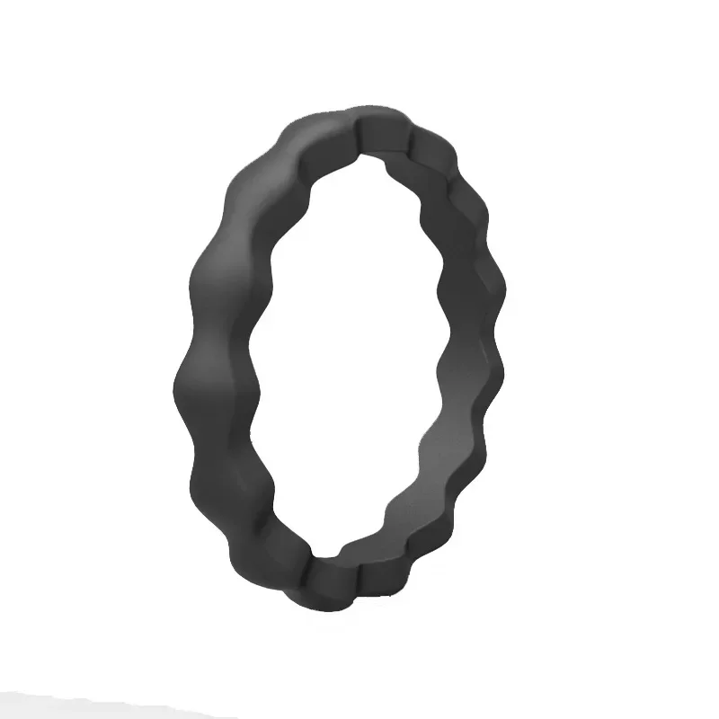 1pc Sports Silicone Rings Set for Women Waves Ripple Wedding Rubber Bands Hypoallergenic Flexible Finger Ring