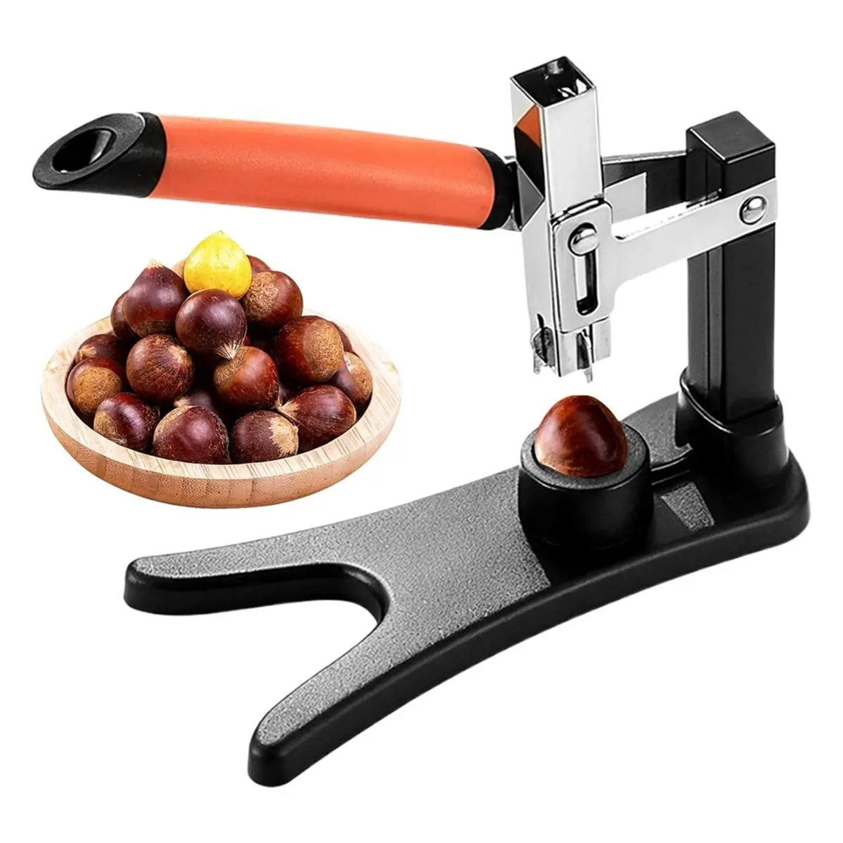 Nut Cracker Tool - Steel Chestnut Opener, Compact Manual Sheller, Stainless Easy Shell Removal
