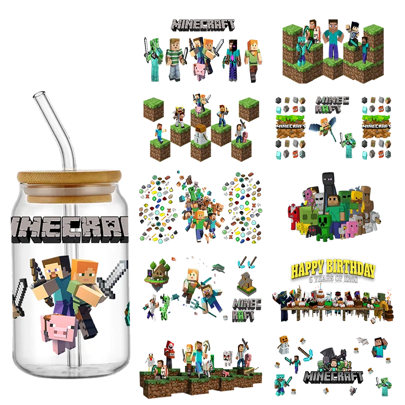 漫画の世界クラフトUV DTF 16オンスカップラップ Libbeyグラス プラスチック缶ラップ 自己粘着ステッカー 洗えるDIYラップ