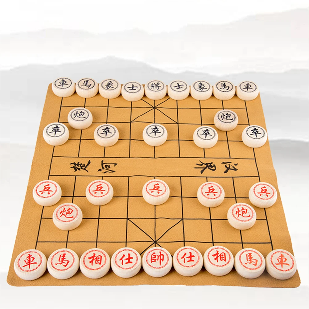 

1 Box Wooden Chinese Chess High-end Chinese Chess Foldable Chinese Chess Bamboo Box Chinese Chess Early Education Game Chess for