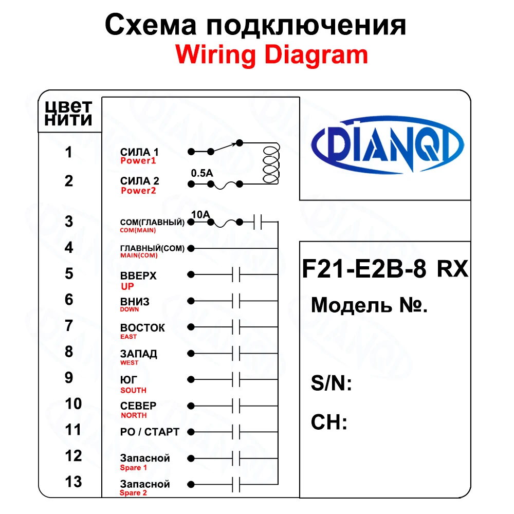 Wireless Industrial Remote Controller Switches 8 Channels Keys Direction Button Hoist Crane F21-E2B-8 220V for lift elevator