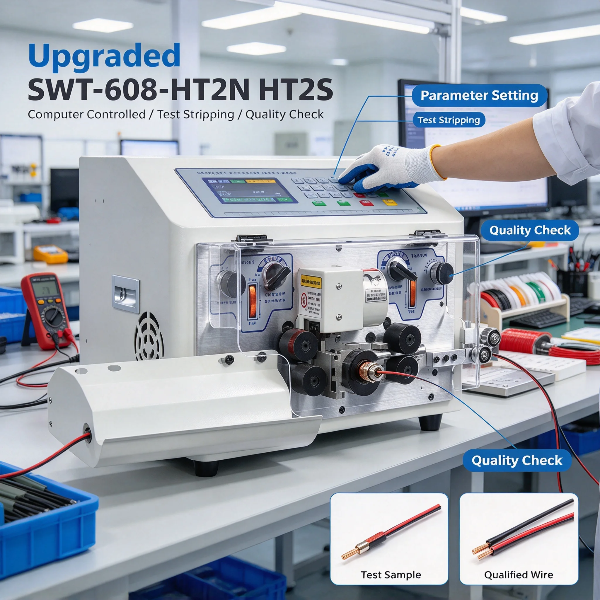 Upgraded SWT-608-HT2N HT2S Peeling Stripping Cutting Machine For Computer Automatic Wire Strip Stripping Machine