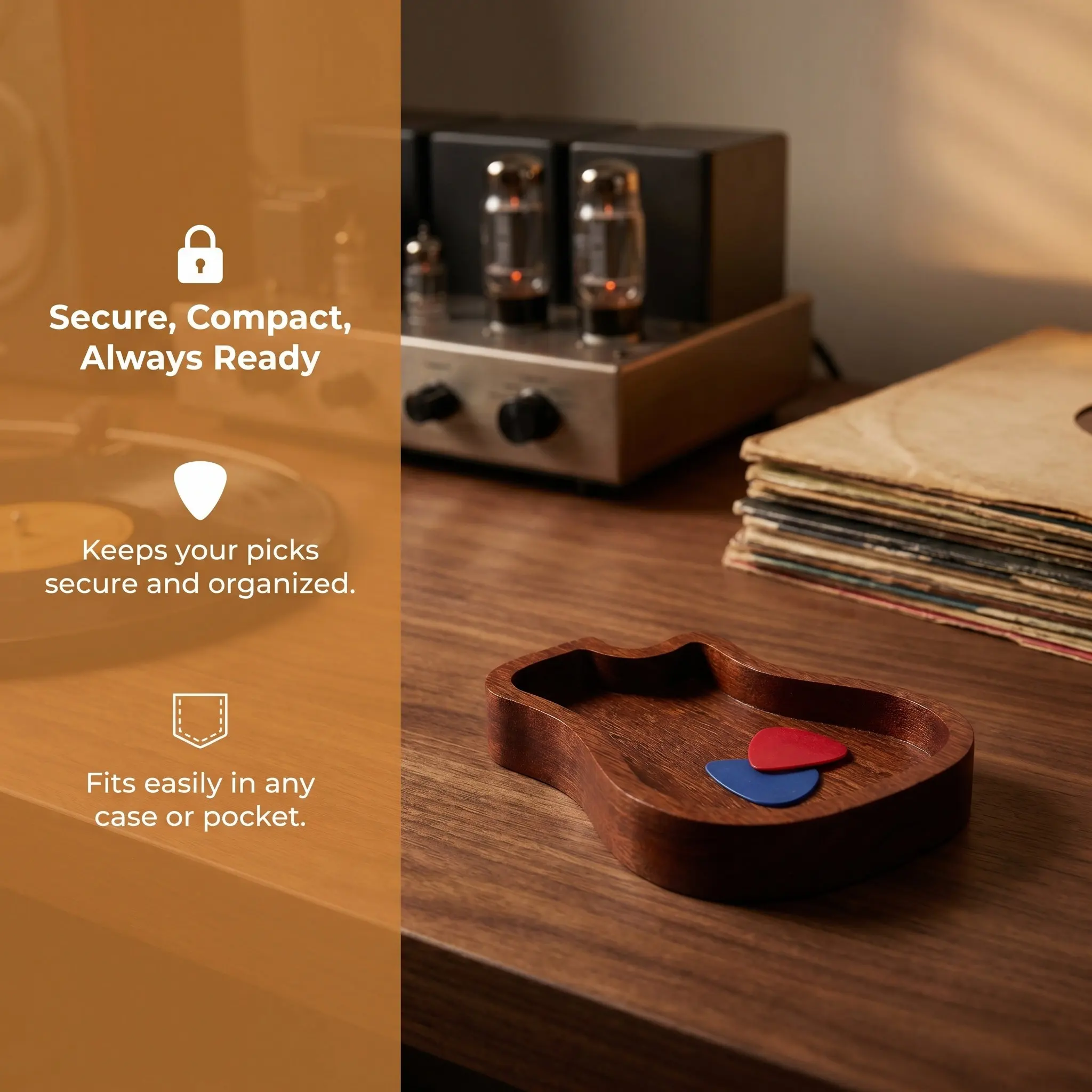 2Pcs Wooden Guitar Plectrum Holder Storage Box Elegant Polished Finish Reliable Accessory Organizer for Musicians with Random
