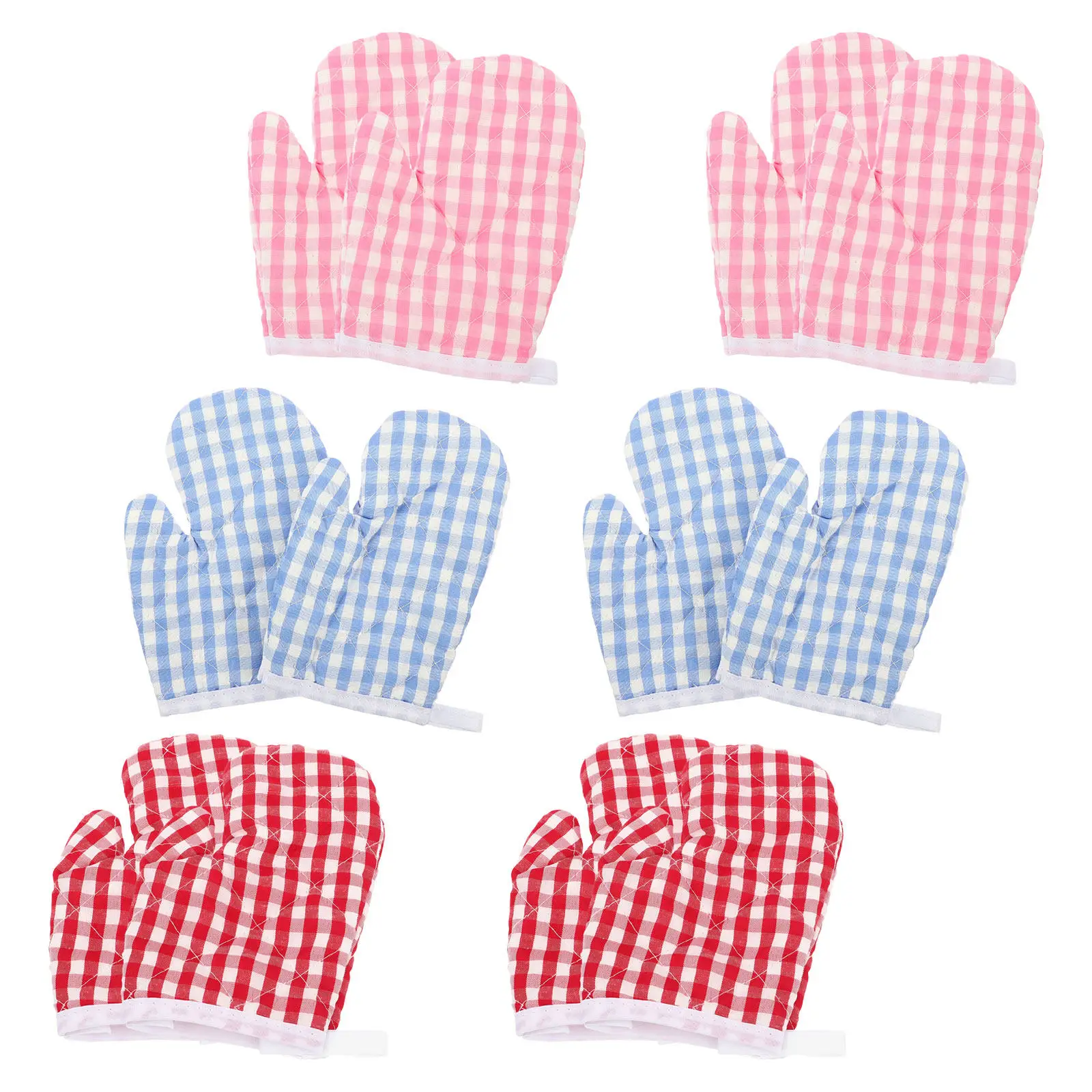 6Pair Toddler Oven Mitts Kids Heat Resistant Baking Gloves Non Slip Microwave Kitchen Mittens Cute Patterns Insulated Oven