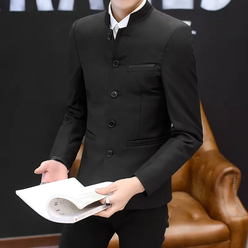 Men's Chinese Style Tang Suit Jacket Retro Classic Mandarin Collar Tunic Oversize Traditional Top Coat