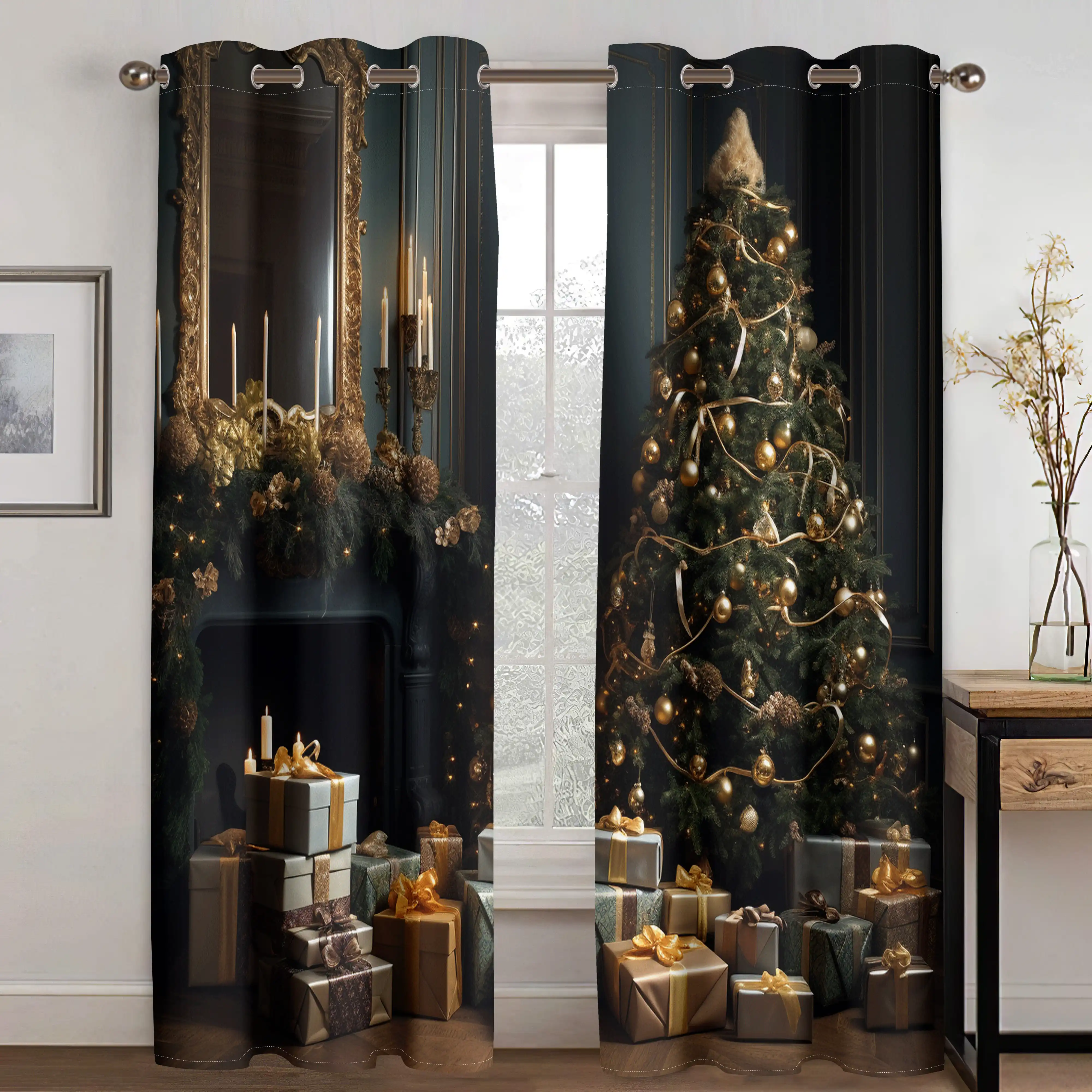 New bedroom curtains with Christmas tree theme are suitable for Christmas home decoration. They are also sunshade curtains.