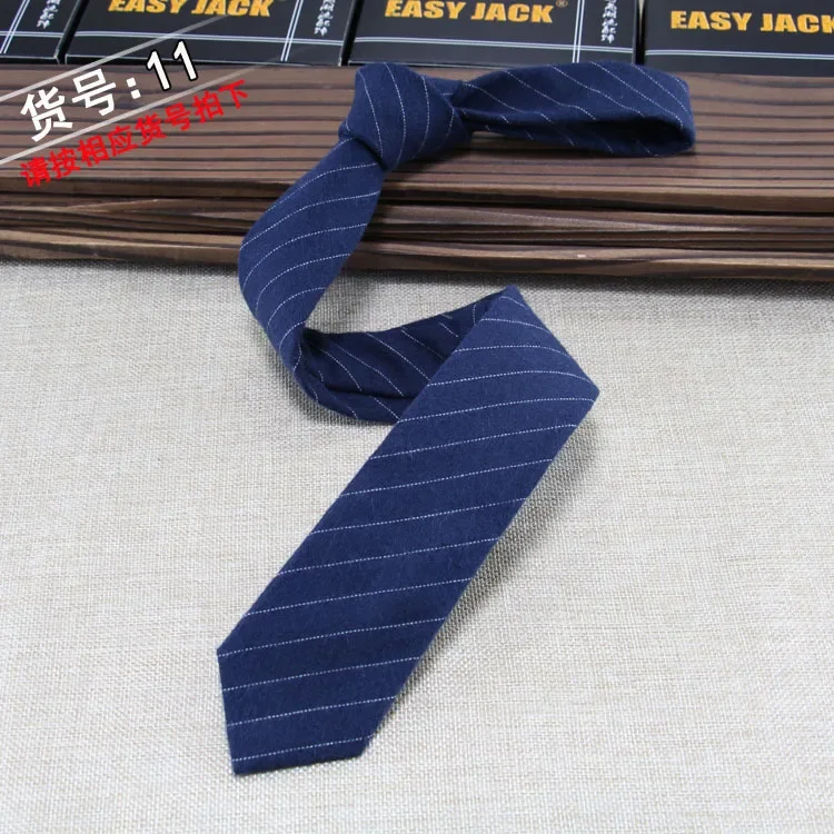 Mens Tie Narrow Version of Cotton and Linen Necktie Male 6cm Formal Wear Business Casual Professional Work Check Father\'s Gift