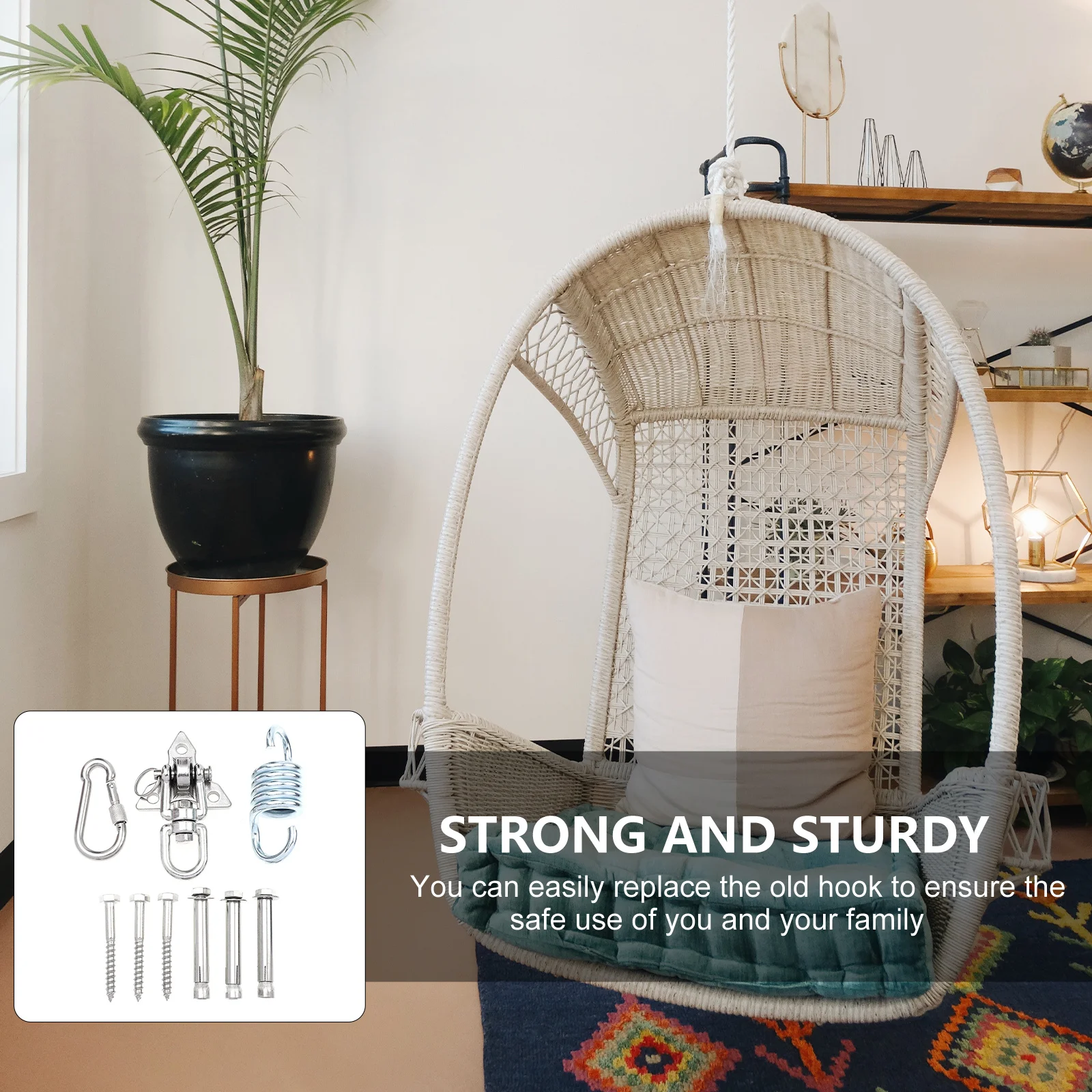 

1 Set Stainless Steel Hammock Hook Holder Heavy Duty Hanging Fixing Kit For Swing Chair Outdoor Indoor Use Durable Metal Hook