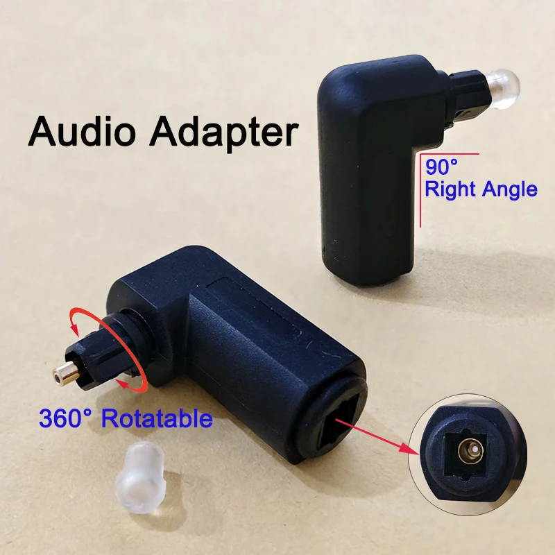 1/2PCS 360° Rotatable 90° Right Angle Digital Optical Audio Adapter Toslink Male to Female SPDIF Fiber Optic Audio Converter