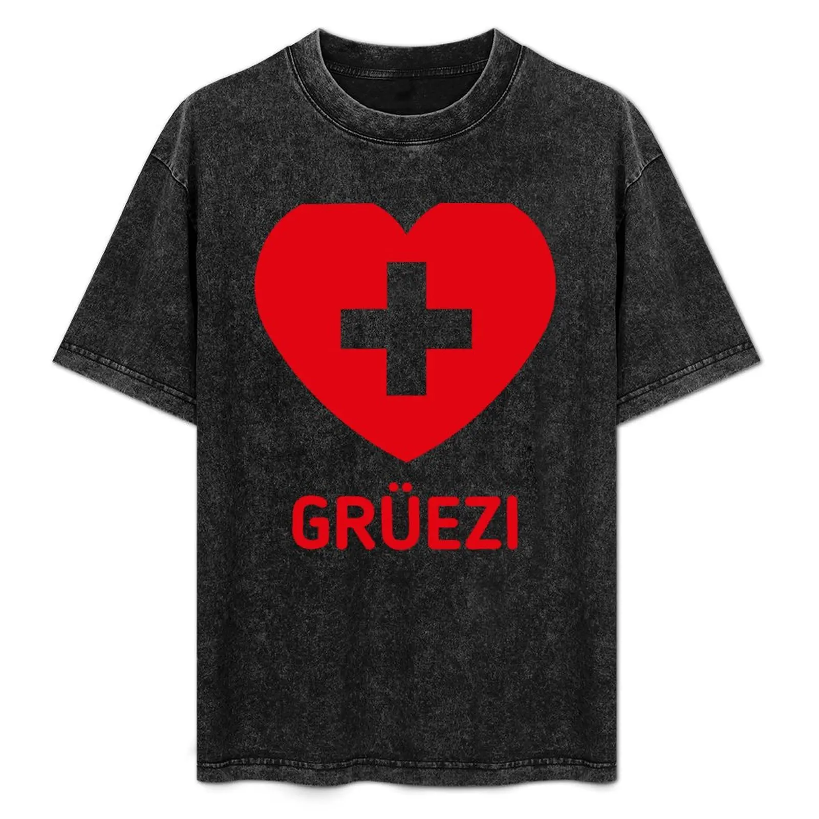 Grüezi (Switzerland / Heart / Swiss Flag / 1C) T-Shirt Aesthetic clothing boys animal print T-shirt men