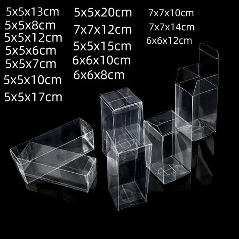 10pcs Multiple sizes 5/6/7cm Transparent PVC Box Universal Transparent Plastic Packaging Box