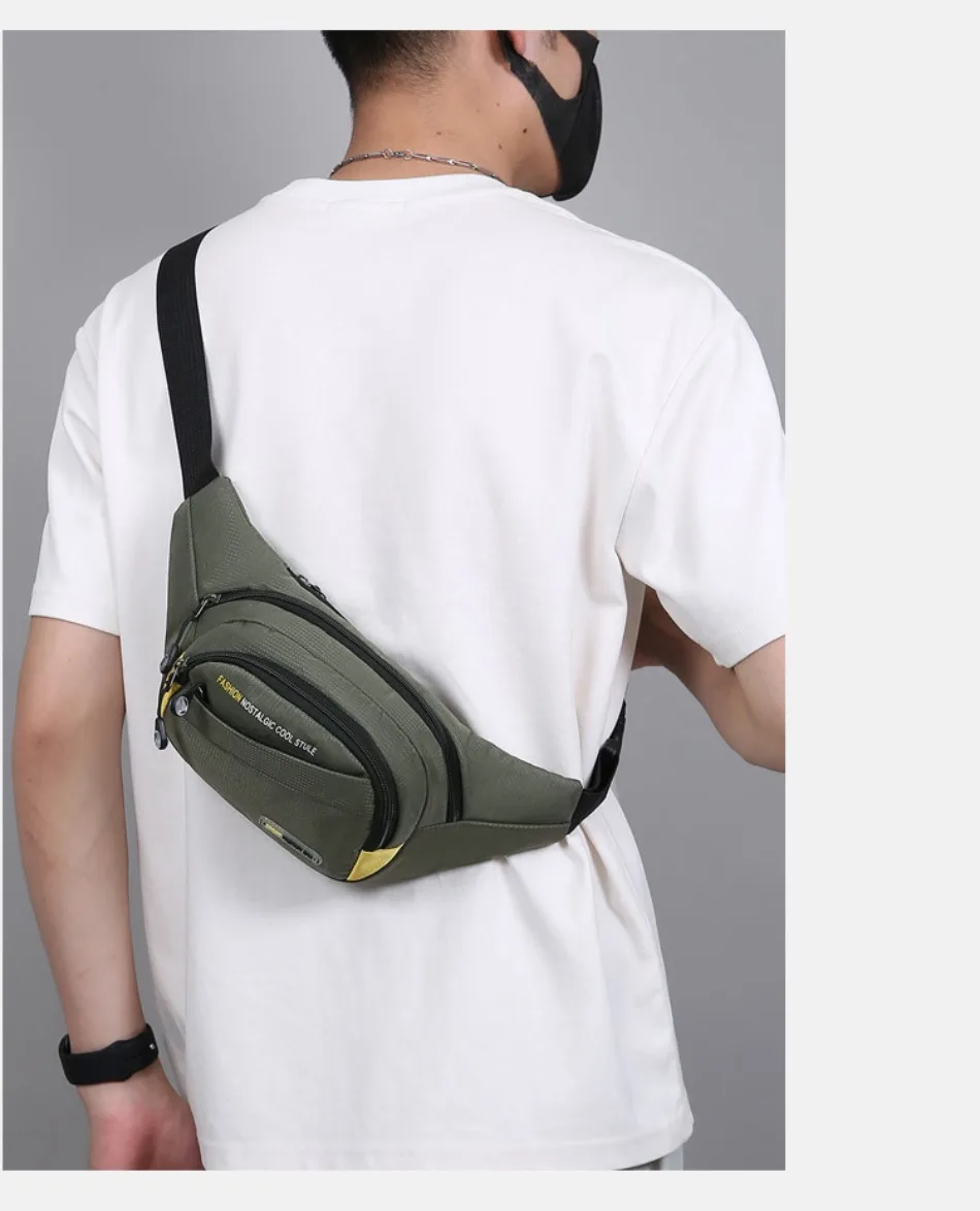 Multifunktionale Outdoor-Sport-Hüfttasche für Herren, große Kapazität, mehrschichtige Umhängetasche, verdickte modische Brusttasche – Detail 13