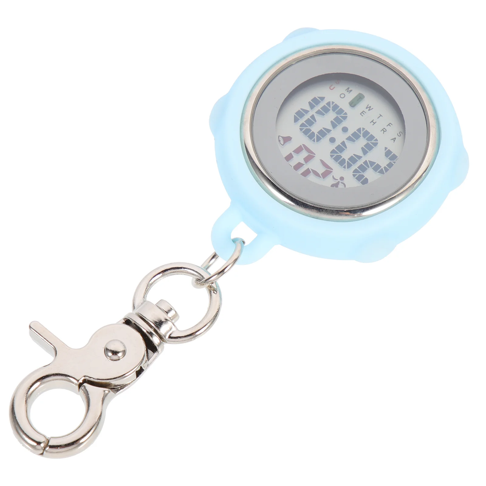 Electronic Stopwatch Clip on Pocket Watch Silicone Luminous Multi Function Digital Week Display Gift Clip on Watch